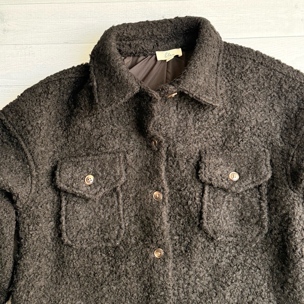 NWOT Elan Black Sherpa Shacket Size M - Picture 3 of 6